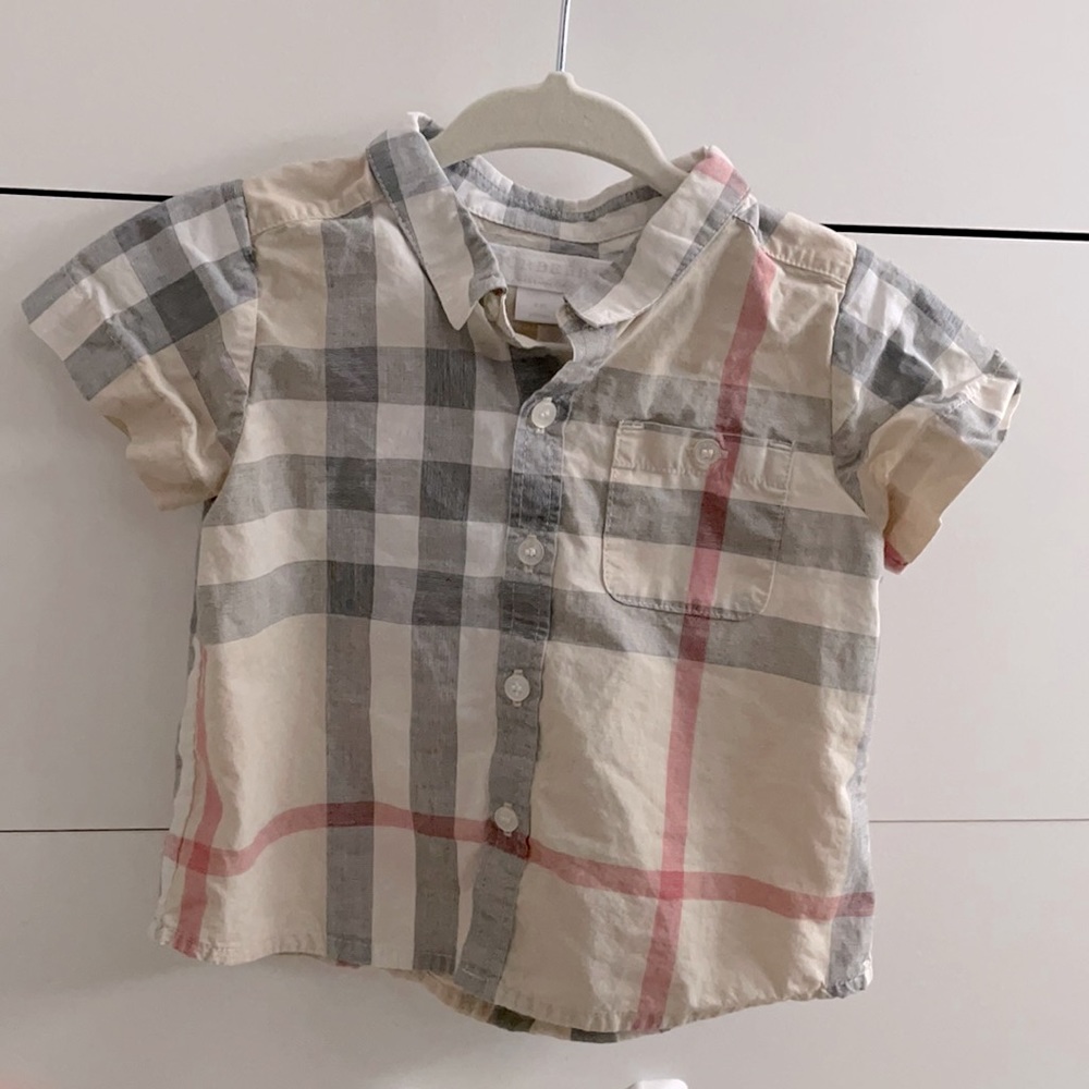 Burberry Short Sleeve Button Up Shirt - 6 Months